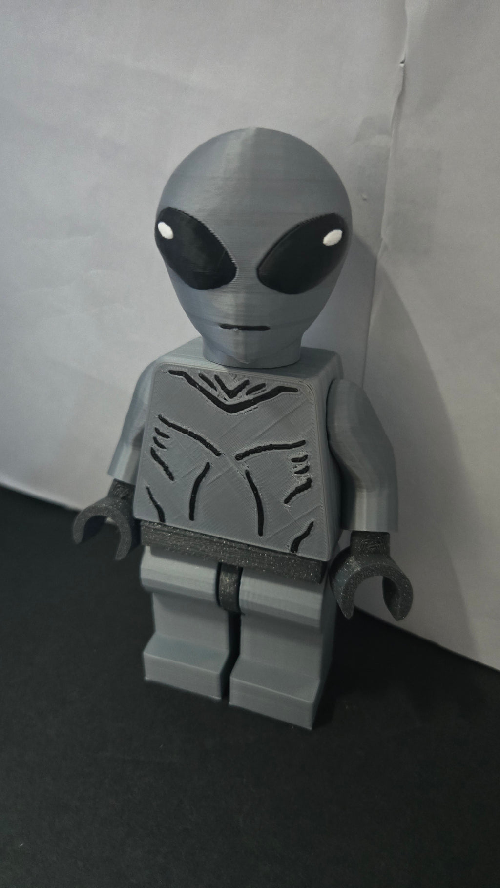 Classic Grey Alien Lego Minifig Megafig | Scaled Oversized 3D Printed Figure