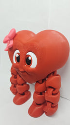 Valentine's Day: Heart with Pink Bow Figure | 3D Printed Desk Decor Gift