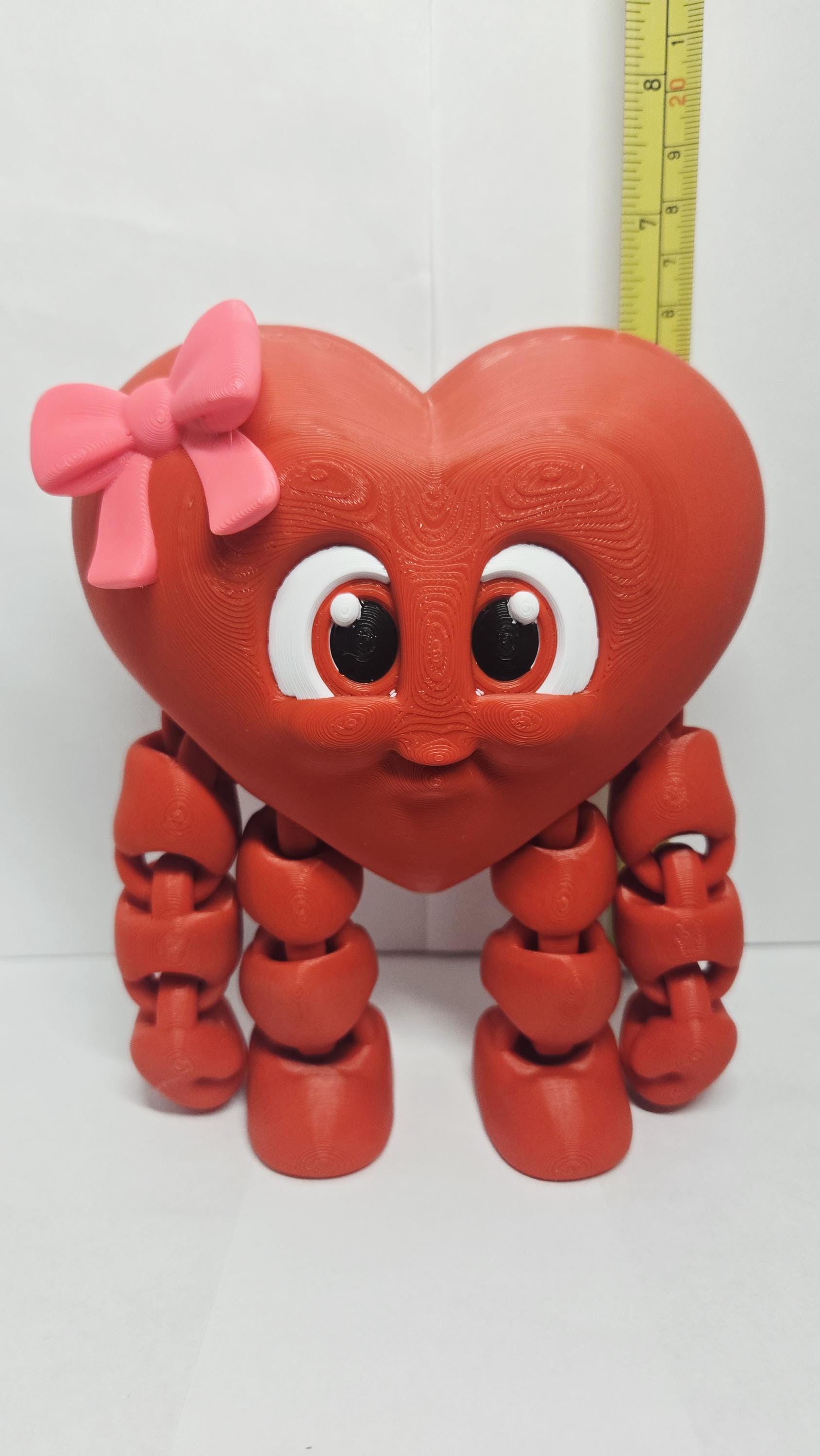 Valentine's Day: Heart with Pink Bow Figure | 3D Printed Desk Decor Gift