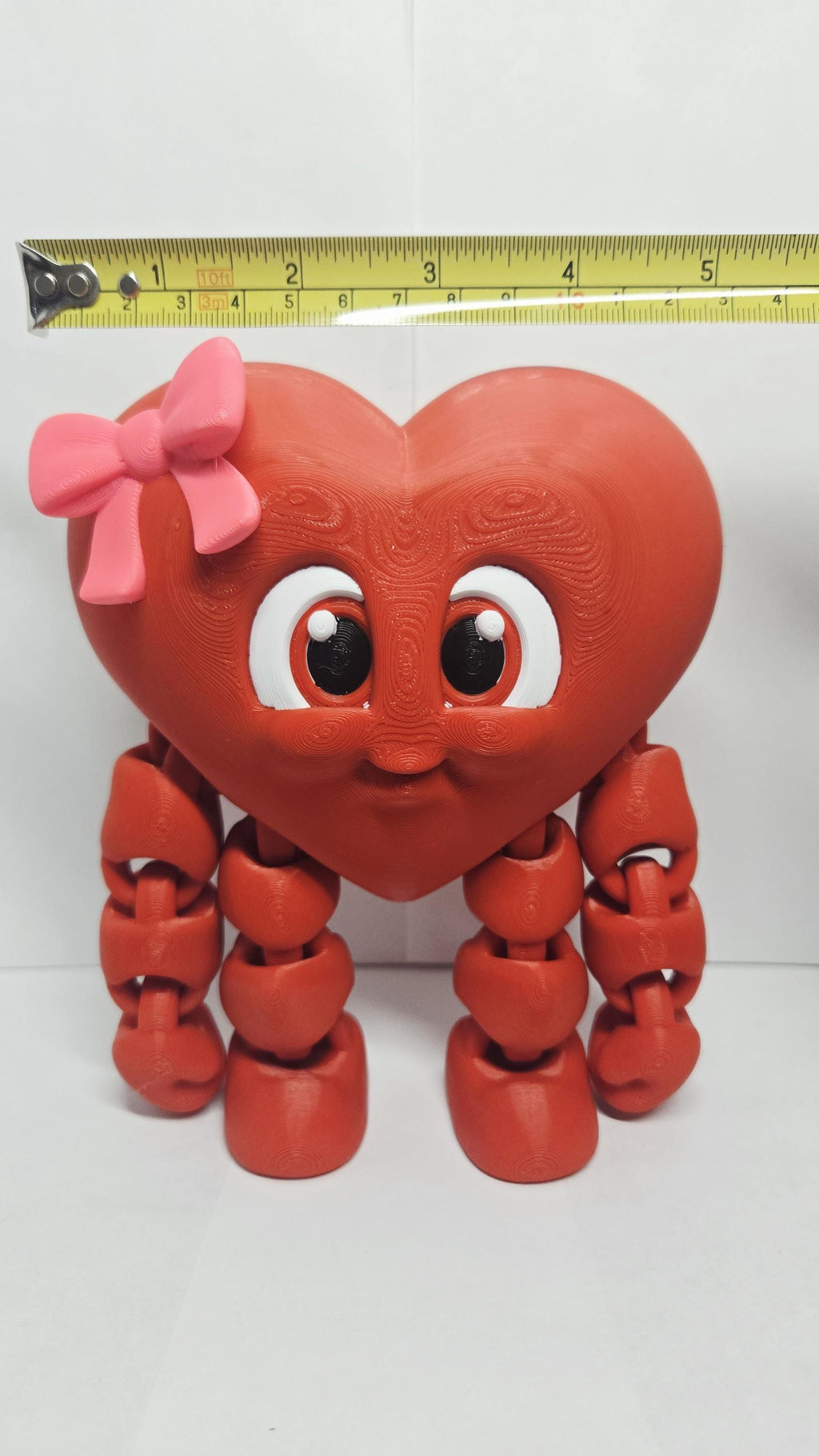 Valentine's Day: Heart with Pink Bow Figure | 3D Printed Desk Decor Gift