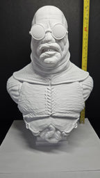 Straight front-on shot of the unpainted Butterball model highlighting the detailed flesh folds and face wire details
