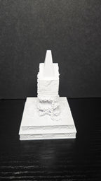 Front view of the unpainted 3D printed pedestal display base for the Chatterer Cenobite bust