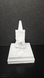 Rear view of the unpainted 3D printed pedestal display base showing the structural support
