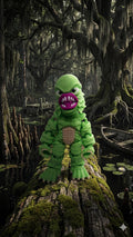 Full-color 3D printed Creature from the Black Lagoon flexi figure standing upright on a flat surface for the main product view