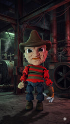 Multi-color 3D printed Freddy Krueger flexi figure standing upright on a flat surface as the main product view