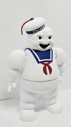 Full-color 3D printed Stay Puft Marshmallow Man flexi figure standing upright on a flat surface showing a complete front view