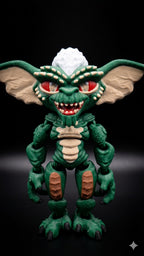 Straight front view focusing on the signature white mohawk hair, reptilian face details, and sharp teeth of the flexible Stripe figure
