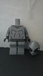 Oversized Grey Alien megafig shown with its head detached to display the modular neck joint