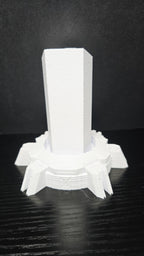 Rear view of the unpainted 3D printed sci-fi pedestal base highlighting the clean back panel support post