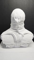 Rear view of the 3D printed Butterball statue showcasing the clean unpainted texture across the back and shoulders