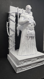 Side profile view of the unpainted 3D printed Cenobite diorama statue