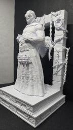Three-quarter view of the unpainted 3D printed Cenobite diorama
