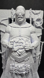 Close-up of the unpainted 3D printed Cenobite torso and robe texture detail