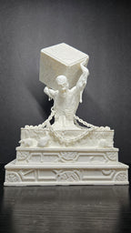 Straight front view of the unpainted 3D printed Hellraiser summoning diorama on a black background