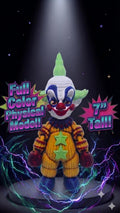 Full-color 3D printed 7-inch tall Shorty flexi figure standing on a glowing platform against a starry space background