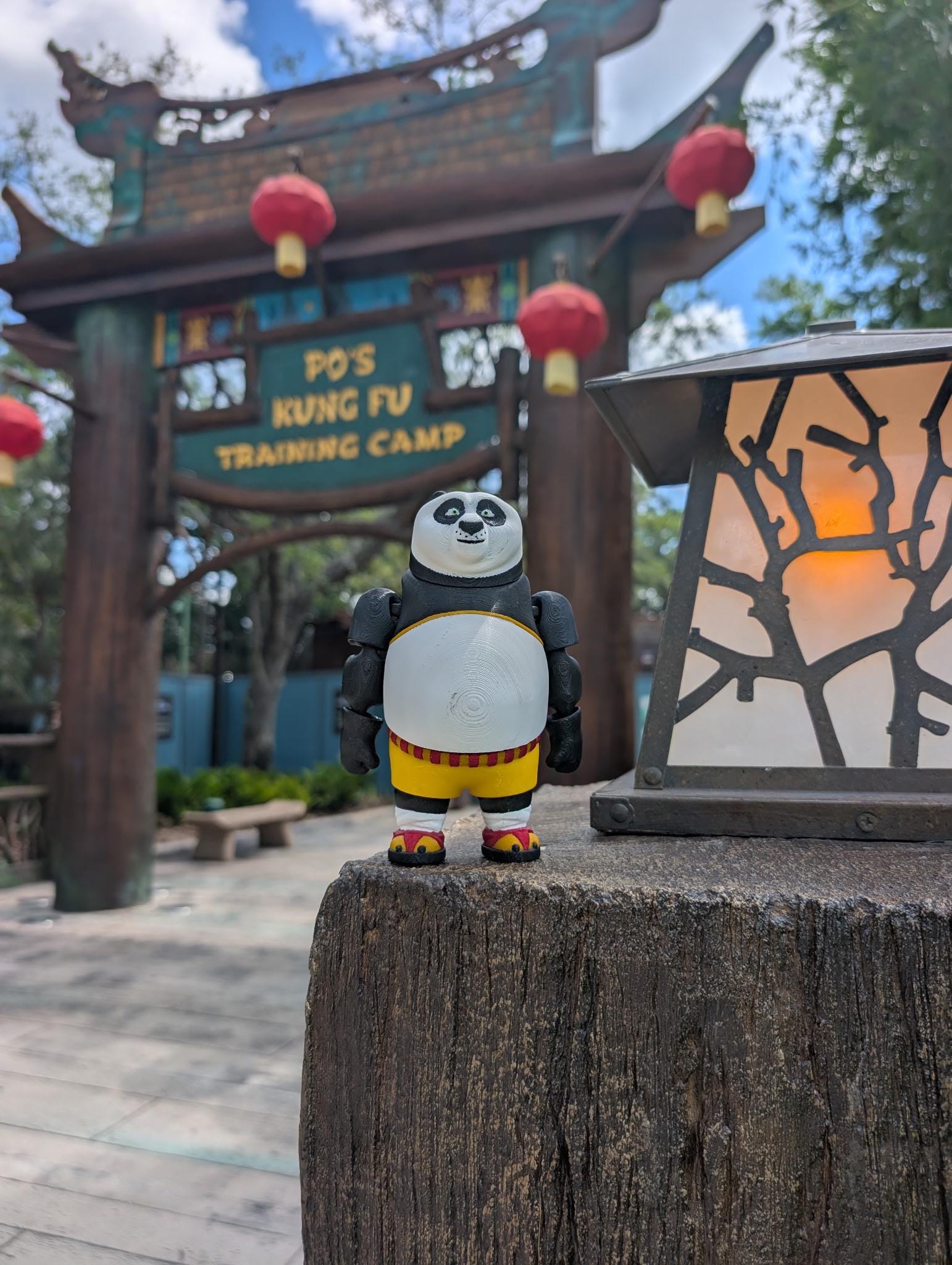 Full-color 3D printed Kung Fu Panda Po flexi figure standing upright on a flat surface as the main product view