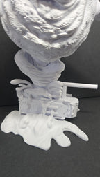 Close-up of the unpainted 3D printed slime-textured base highlighting the intricate drip and debris details