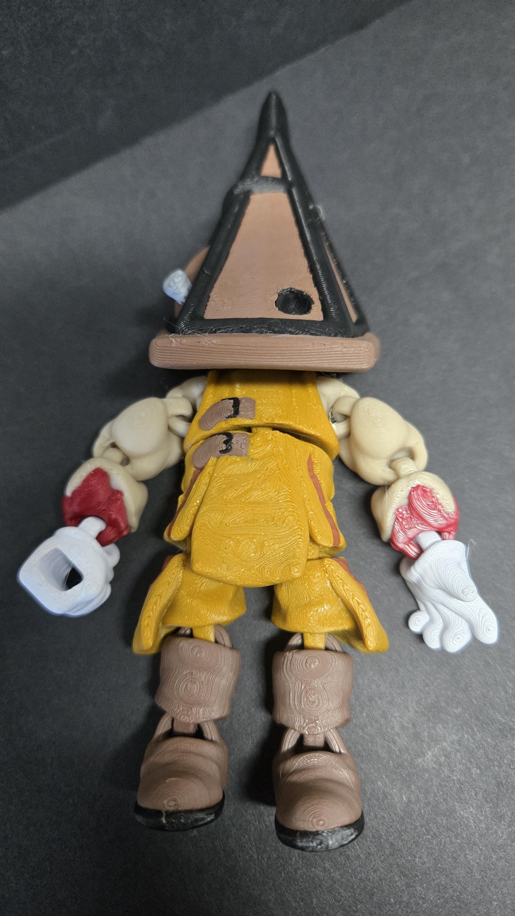 Straight front view of the 3D printed Pyramid Head flexi figure showing the detailed helmet and weathered gear