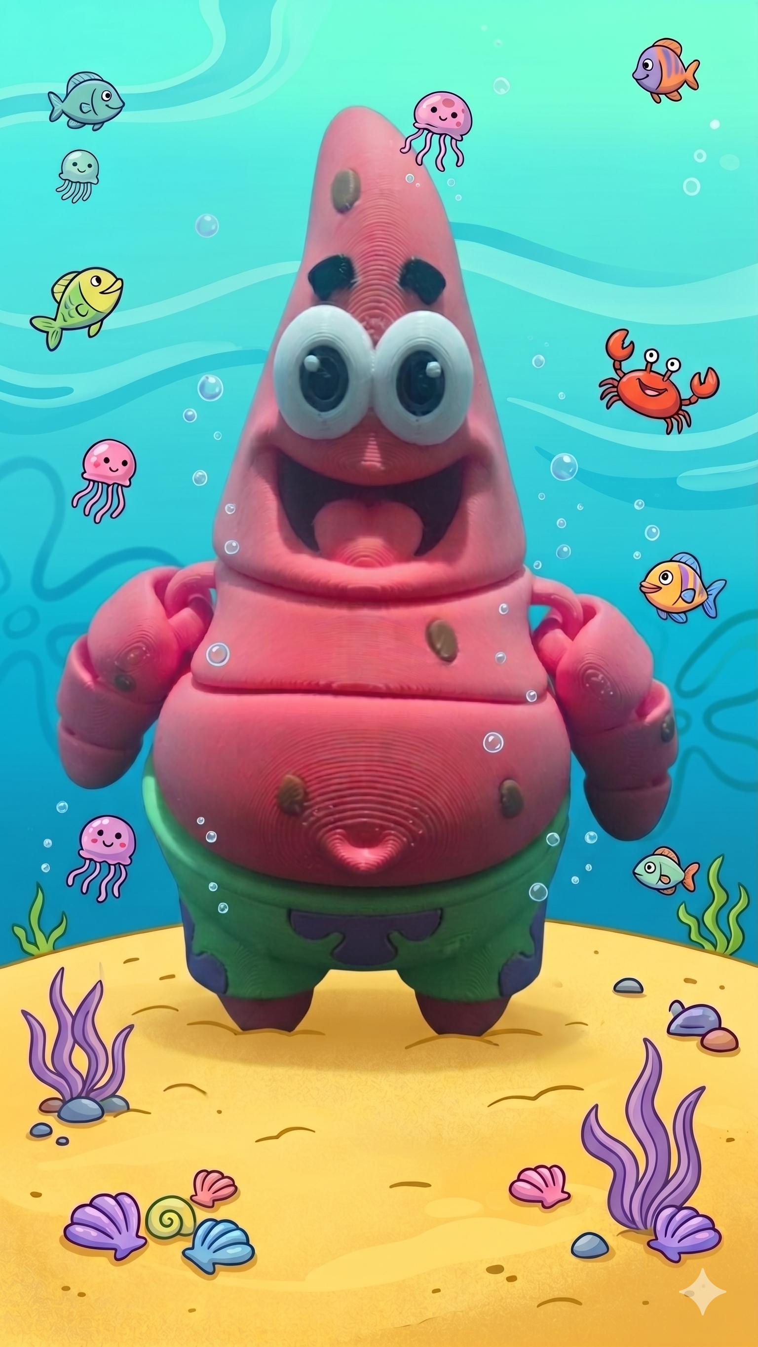 Star flexi figure standing on the ocean floor in a cartoon-themed diorama background
