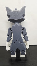 Rear view of the 3D printed Tom Cat figurine showcasing the clean jointed interlocking segments and articulated back limbs
